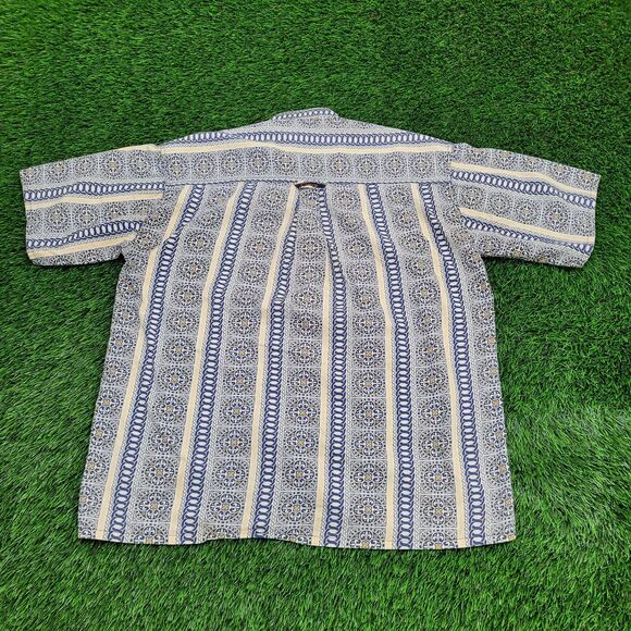 Vintage Baroque Rococo Tile Print Button Shirt M/L 24x28 Oversized Baggy - Picture 2 of 13